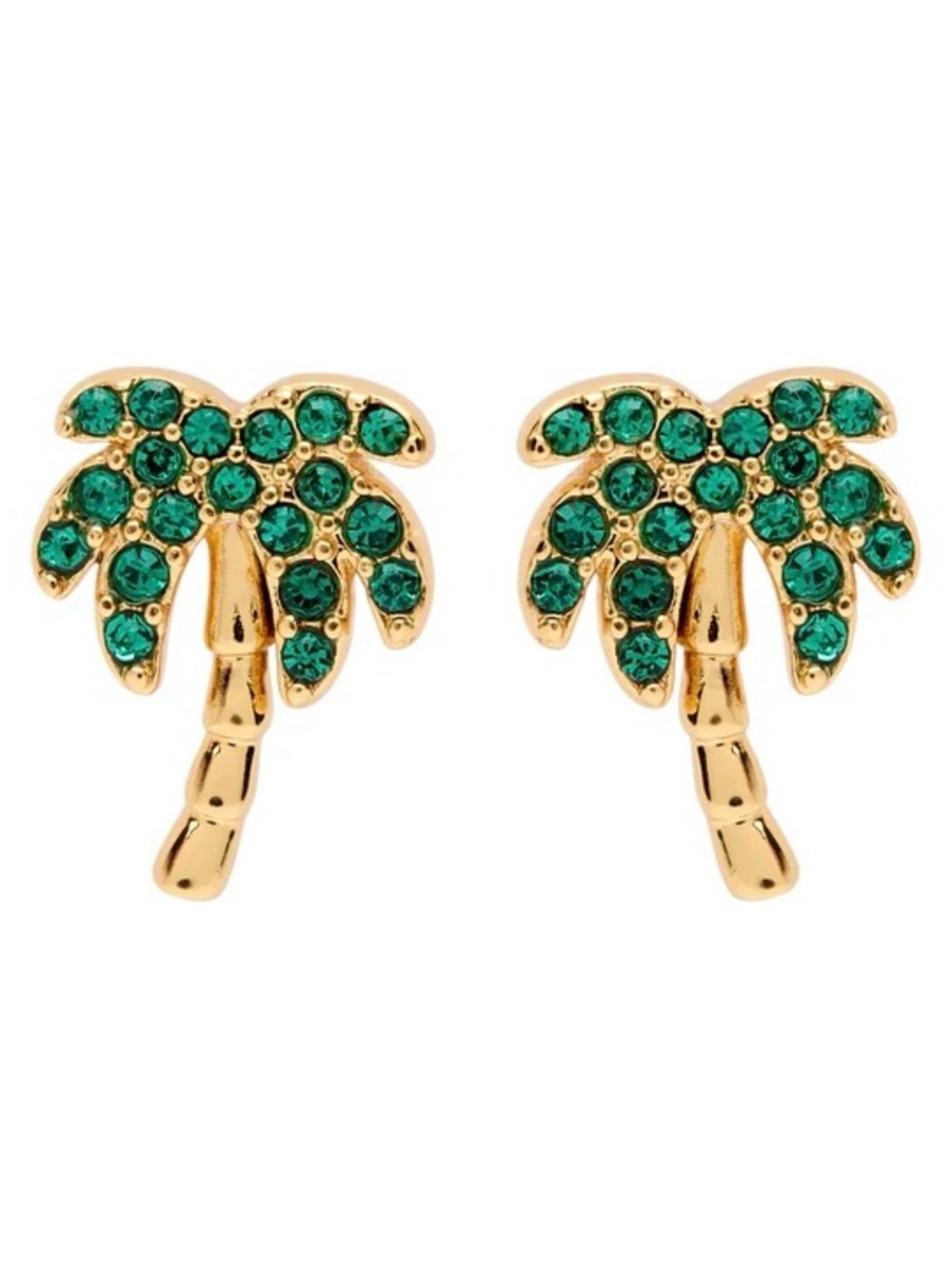 Kate Spade Palm Tree Stud Earrings Green Crystal Gold Tone NWT